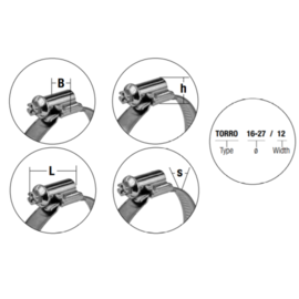 Hose clamps / Worm-Drive Clips (W2), width 9 mm, 10-16 mm, DIN 3017 (10 pcs)